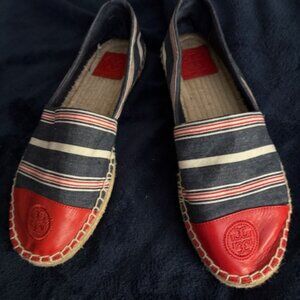 Tory Burch Catalina Espadrilles, Red Leather toe Sz 8.5  Excellent condition